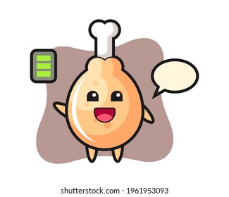 Fried chicken mascot character with energetic gesture, cute style design for t shirt, sticker, logo element