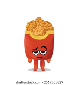 fried chicken mascot tired expressing boredom