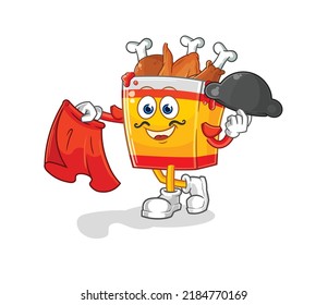the fried chicken matador with red cloth illustration. character vector