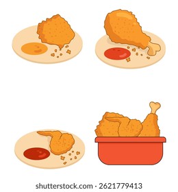 Fried Chicken Meal Set Illustration