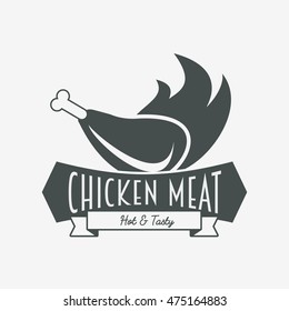 Fried chicken meat vector logo or label template isolated on white background
