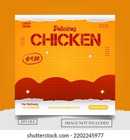 Fried chicken menu social media banner post template