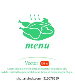 Fried chicken. Menu. Vector icon