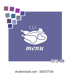 Fried chicken. Menu. Vector icon