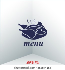 Fried chicken. Menu. Vector icon