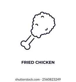 fried chicken outline icon. Linear vector from hotel concept. Thin line fried chicken icon isolated on white background