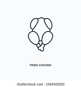 fried chicken outline icon. Simple linear element illustration. Isolated line fried chicken icon on white background. Thin stroke sign can be used for web, mobile and UI.