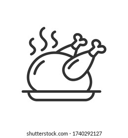 Fried chicken outline icon. Vector Illustration.