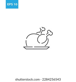 Icono de contorno de pollo frito Ilustración del vector
