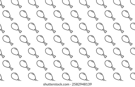 Fried chicken outline pattern. fried chicken pattern background. fast food background. Seamless pattern with chicken legs