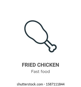 Fried chicken outline vector icon. Thin line black fried chicken icon, flat vector simple element illustration from editable fast food concept isolated on white background