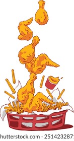 Fried chicken package creative design illustration