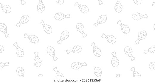 fried chicken pattern background. Fried chicken doodle pattern. fast food background. Chicken leg seamless pattern. Chicken drumstick pattern.