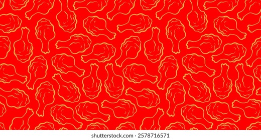 fried chicken pattern background. doodle fried chicken pattern background. fast food background. Chicken leg pattern. Chicken wings pattern.