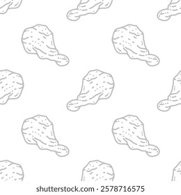 fried chicken pattern background. doodle fried chicken pattern background. fast food background. Chicken leg pattern. Chicken wings pattern.