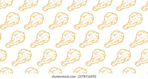 fried chicken pattern background. doodle fried chicken pattern background. fast food background. Chicken leg pattern. Chicken wings pattern.