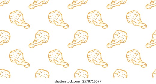 fried chicken pattern background. doodle fried chicken pattern background. fast food background. Chicken leg pattern. Chicken wings pattern.