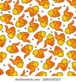 Fundo de padrão de frango frito. Fundo de padrão sem emenda de frango frito. Ilustração de frango frito fast food. Ilustração de padrão de peito de frango. Vetor de fast food. Fast food gradual.	