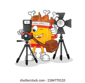 the fried chicken photographer character. cartoon mascot vector