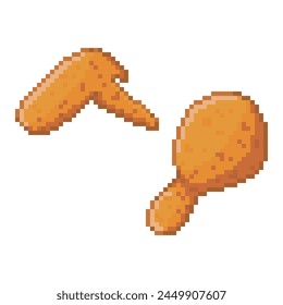 Fried chicken pieces, pixel art food