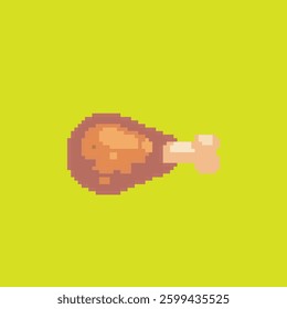 fried chicken pixel art vector illustration on isolated background.