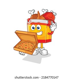 the fried chicken pizza delivery boy vector. cartoon character