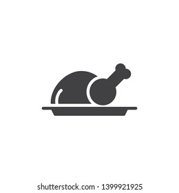Fried Chicken plate vector icon. filled flat sign for mobile concept and web design. Fried turkey glyph icon. Symbol, logo illustration. Pixel perfect vector graphics