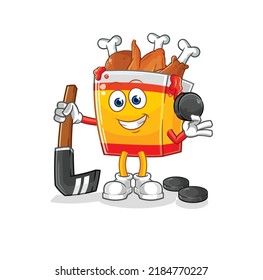the fried chicken playing hockey vector. cartoon character