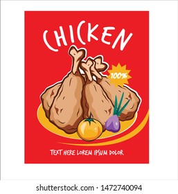 fried chicken poster vector illustration
