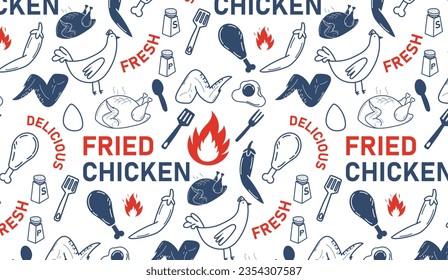 fried chicken restaurant doodle