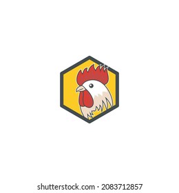 Logo-Vorlage für das Huhn-Geflügel-Restaurant. Legen Sie das Hühneretikett für die Illustration von Geschäftsvorlagen fest. Logo des Hühnermaskotts, Illustration des Hühners. Banner-Illustration