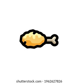 Fried Chicken Restaurant Outline Icon Logo Vector Illustration
