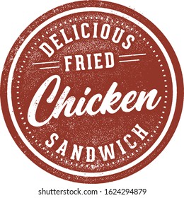 Fried Chicken Sandwich Vintage Menu Stamp