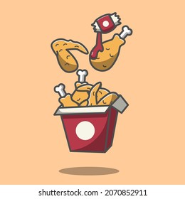 fried chicken and sauce illustration