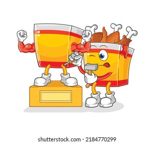 the fried chicken sculptor character. cartoon mascot vector