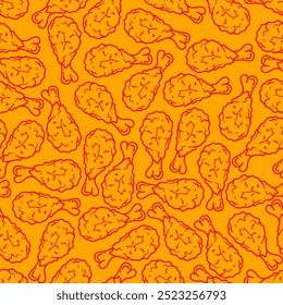 fried chicken seamless pattern background. doodle fried chicken pattern background. Fried chicken doodle pattern. fast food background.