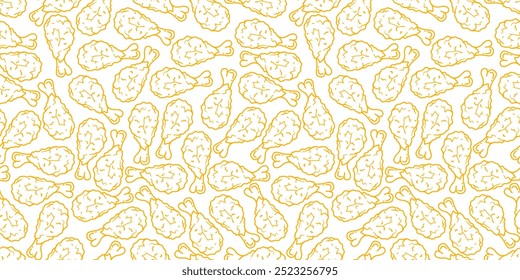 fundo de padrão sem emenda de frango frito. doodle fundo de padrão de frango frito. Padrão de frango frito com garatuja. fundo de fast food.
