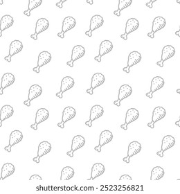 fried chicken seamless pattern background. doodle fried chicken pattern background. Fried chicken doodle pattern. fast food background.
