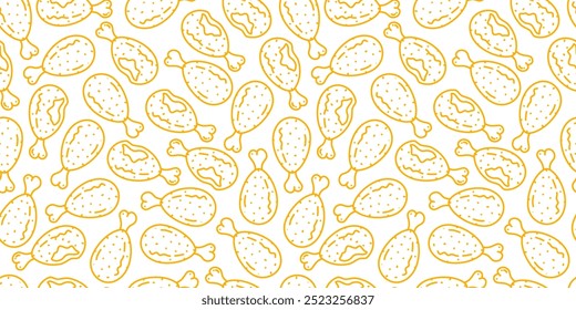 fried chicken seamless pattern background. doodle fried chicken pattern background. Fried chicken doodle pattern. fast food background.