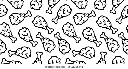 fried chicken seamless pattern background. doodle fried chicken pattern background. Fried chicken doodle pattern. fast food background.