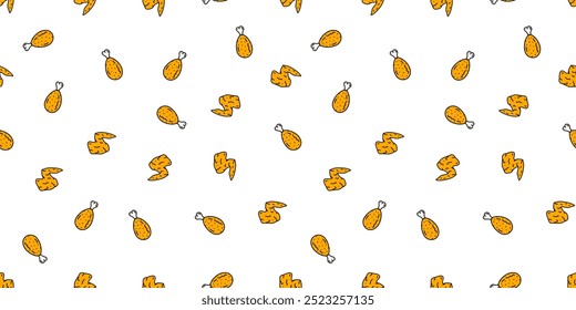 fried chicken seamless pattern background. doodle fried chicken pattern background. Fried chicken doodle pattern. fast food background.