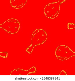 fried chicken seamless pattern background. doodle fried chicken pattern background. fast food background. Chicken leg seamless pattern. Chicken drumstick pattern