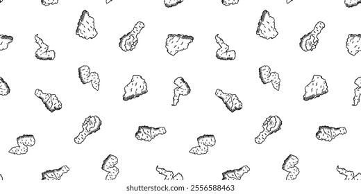 fried chicken seamless pattern background. doodle fried chicken pattern background. fast food background. Chicken leg pattern. Chicken wings pattern. burger.