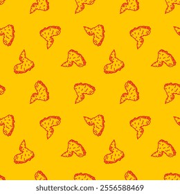 fried chicken seamless pattern background. doodle fried chicken pattern background. fast food background. Chicken leg pattern. Chicken wings pattern. burger.