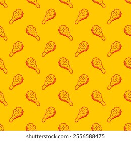 fried chicken seamless pattern background. doodle fried chicken pattern background. fast food background. Chicken leg pattern. Chicken wings pattern. burger.
