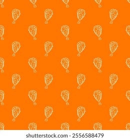 fried chicken seamless pattern background. doodle fried chicken pattern background. fast food background. Chicken leg pattern. Chicken wings pattern. burger.