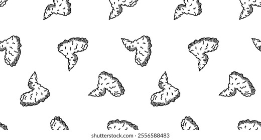 fried chicken seamless pattern background. doodle fried chicken pattern background. fast food background. Chicken leg pattern. Chicken wings pattern. burger.