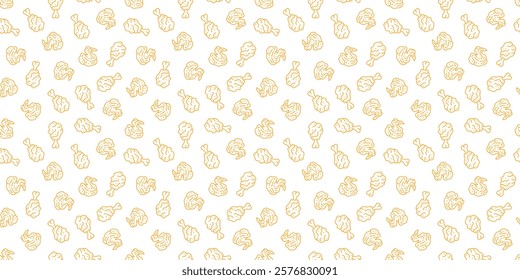 fried chicken seamless pattern background. doodle fried chicken pattern background. fast food background. Chicken leg pattern. Chicken wings pattern.