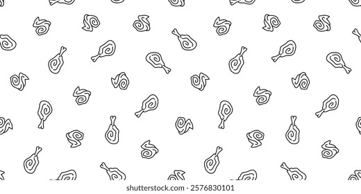 fried chicken seamless pattern background. doodle fried chicken pattern background. fast food background. Chicken leg pattern. Chicken wings pattern.