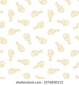 fried chicken seamless pattern background. doodle fried chicken pattern background. fast food background. Chicken leg pattern. Chicken wings pattern.